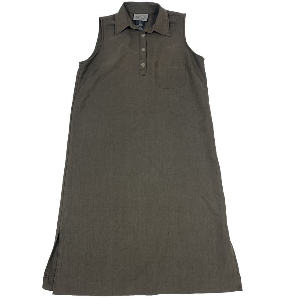 Directives Maxi Shirt Dress Women’s Medium Olive Green Sleeveless Side Slit